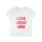 Love Learn Lead Valentine's Ladies' V-Neck T-Shirt