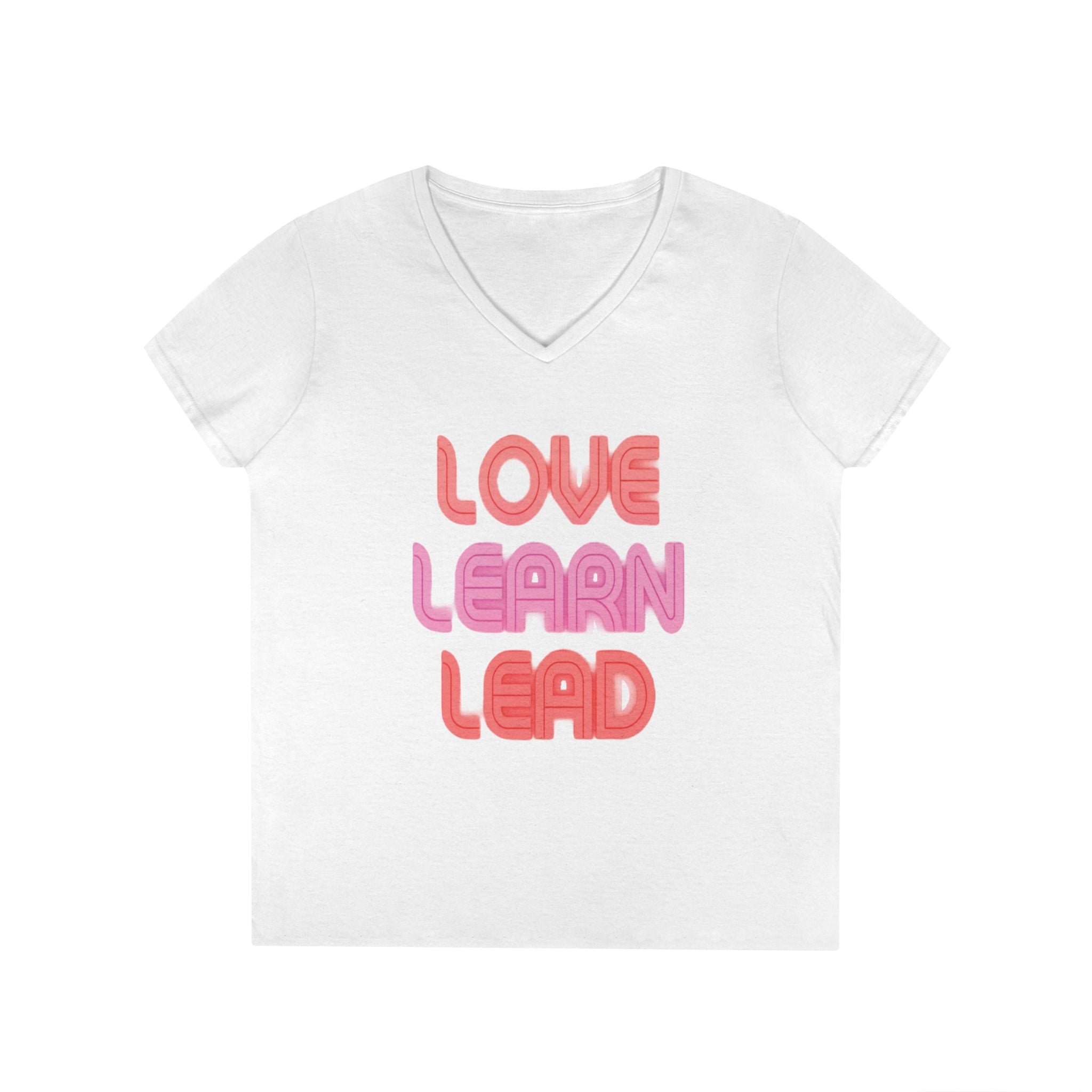 Love Learn Lead Valentine's Ladies' V-Neck T-Shirt