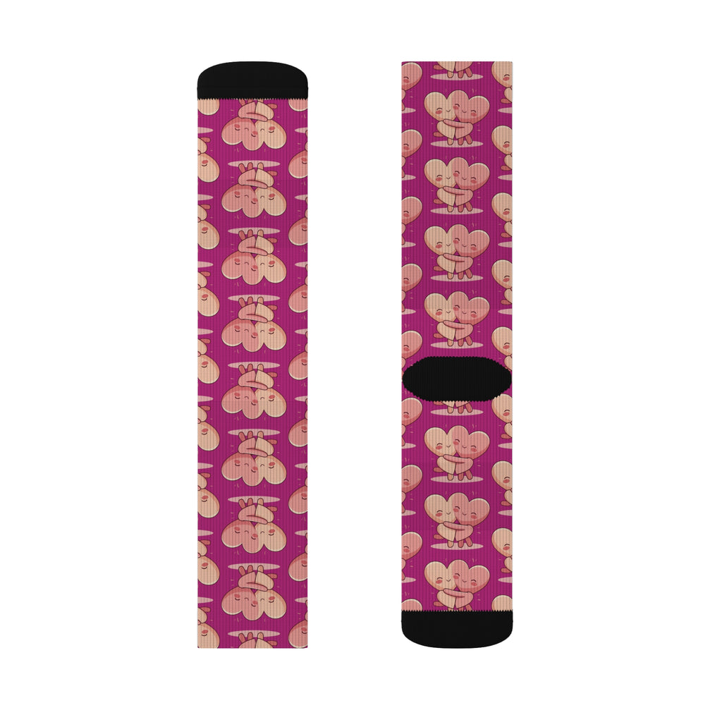 Cute Hugging Hearts Valentine's Socks