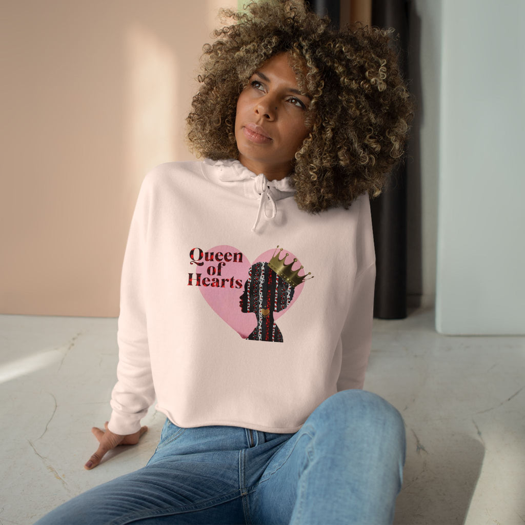 Queen of Hearts Crop Hoodie - Stylish and Empowering Women's Fashion