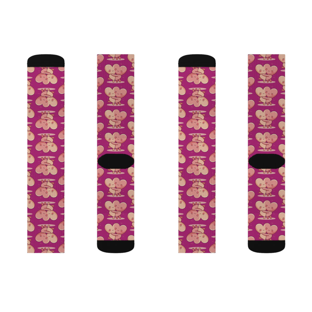 Cute Hugging Hearts Valentine's Socks