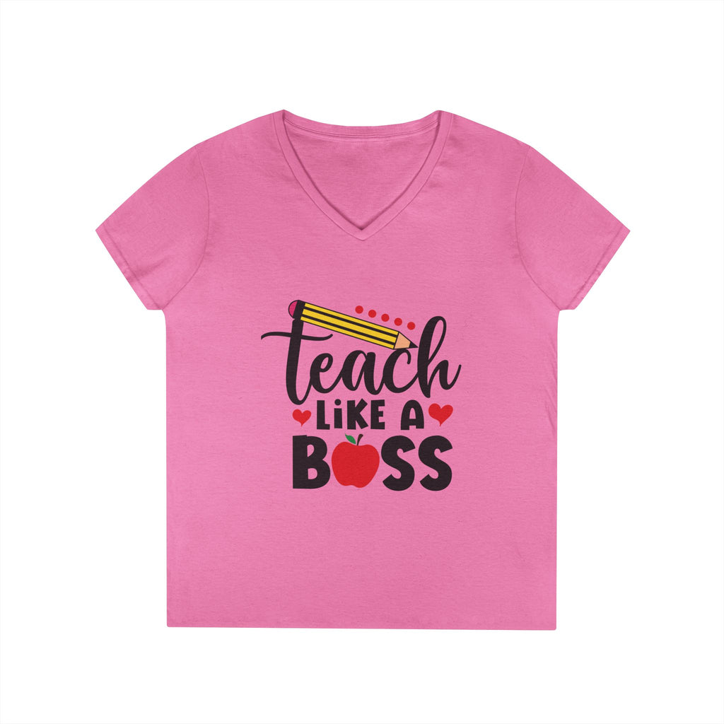 Teach Like A Boss Ladies' V-Neck T-Shirt