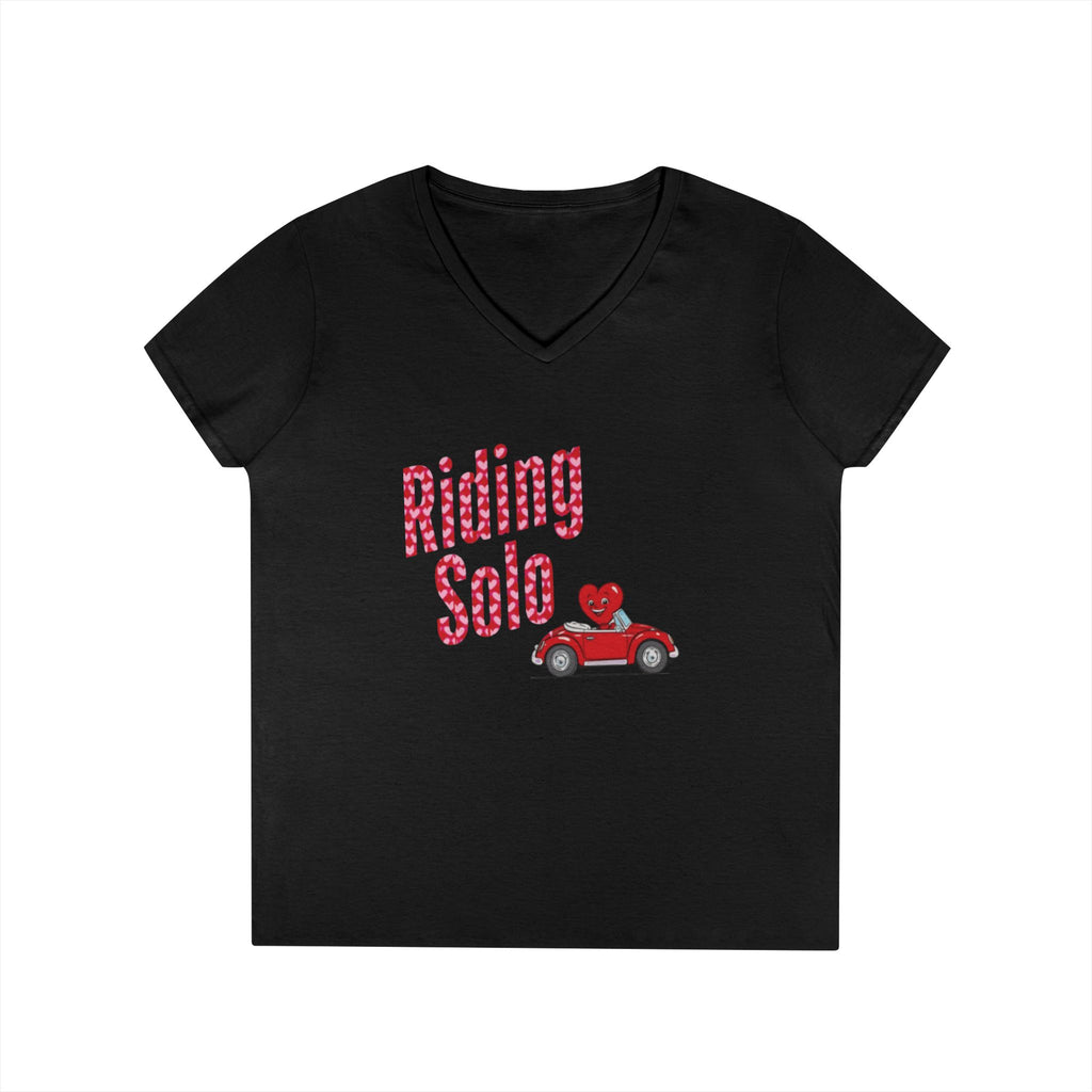 Riding Solo Valentine Ladies V-Neck Tee