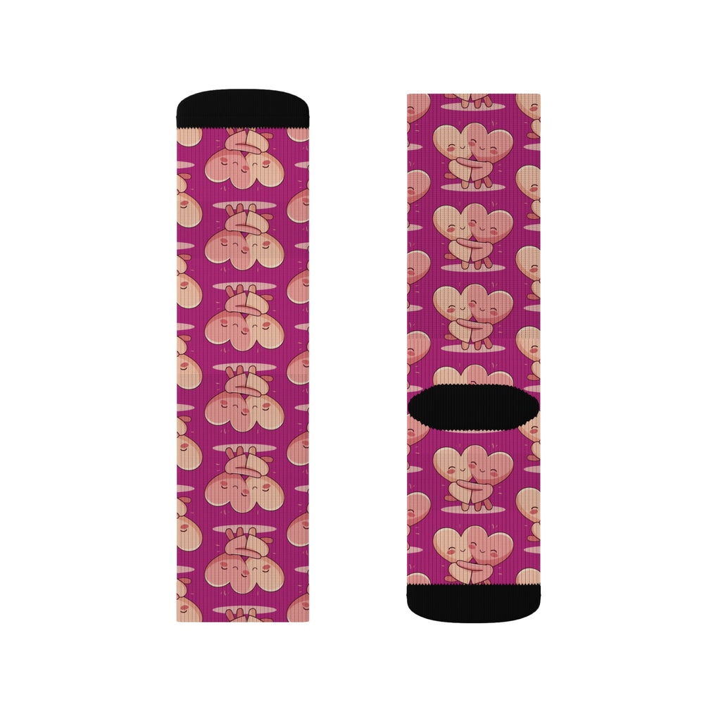 Cute Hugging Hearts Valentine's Socks