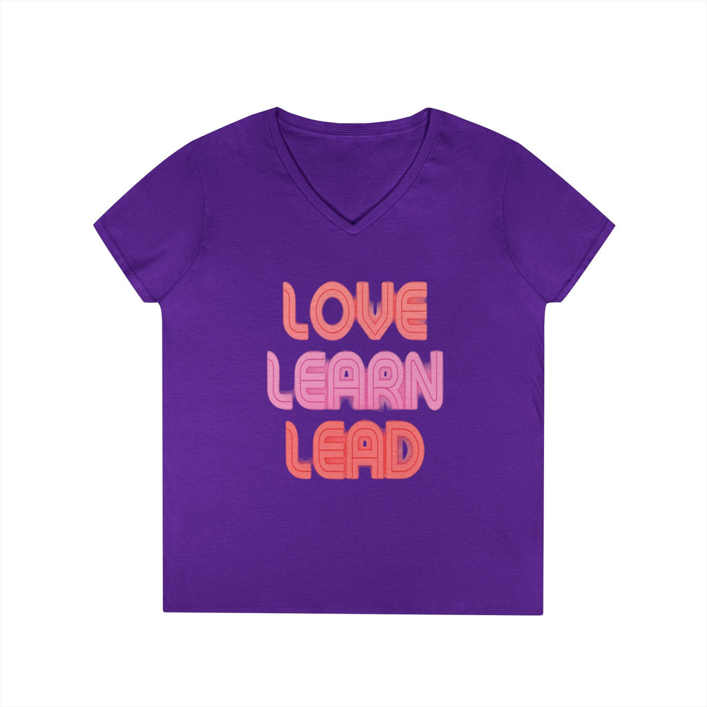 Love Learn Lead Valentine's Ladies' V-Neck T-Shirt