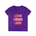 Love Learn Lead Valentine's Ladies' V-Neck T-Shirt