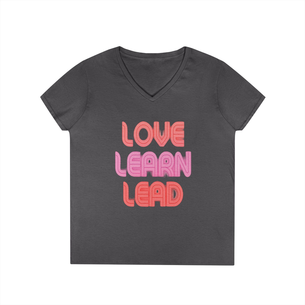 Love Learn Lead Valentine's Ladies' V-Neck T-Shirt