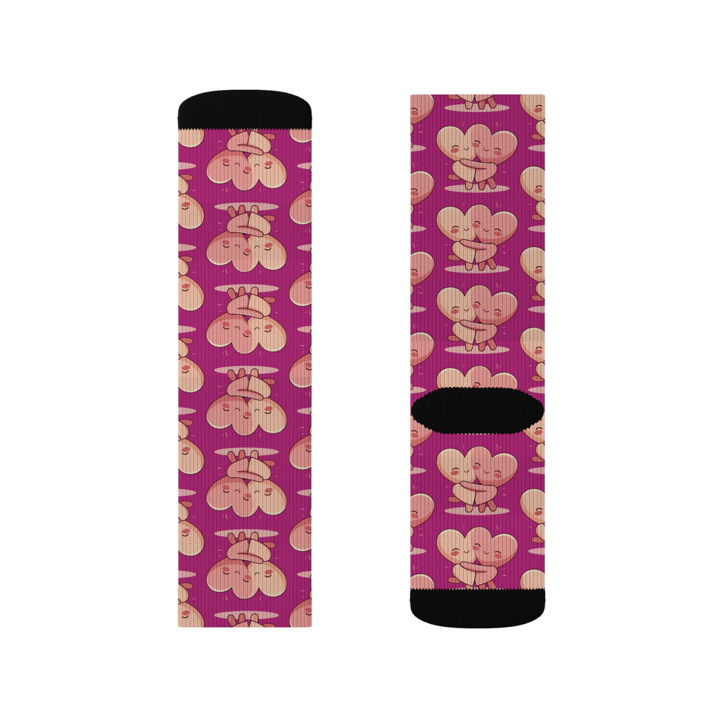 Cute Hugging Hearts Valentine's Socks