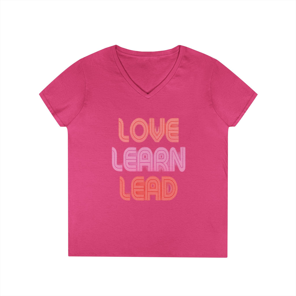 Love Learn Lead Valentine's Ladies' V-Neck T-Shirt