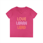 Love Learn Lead Valentine's Ladies' V-Neck T-Shirt