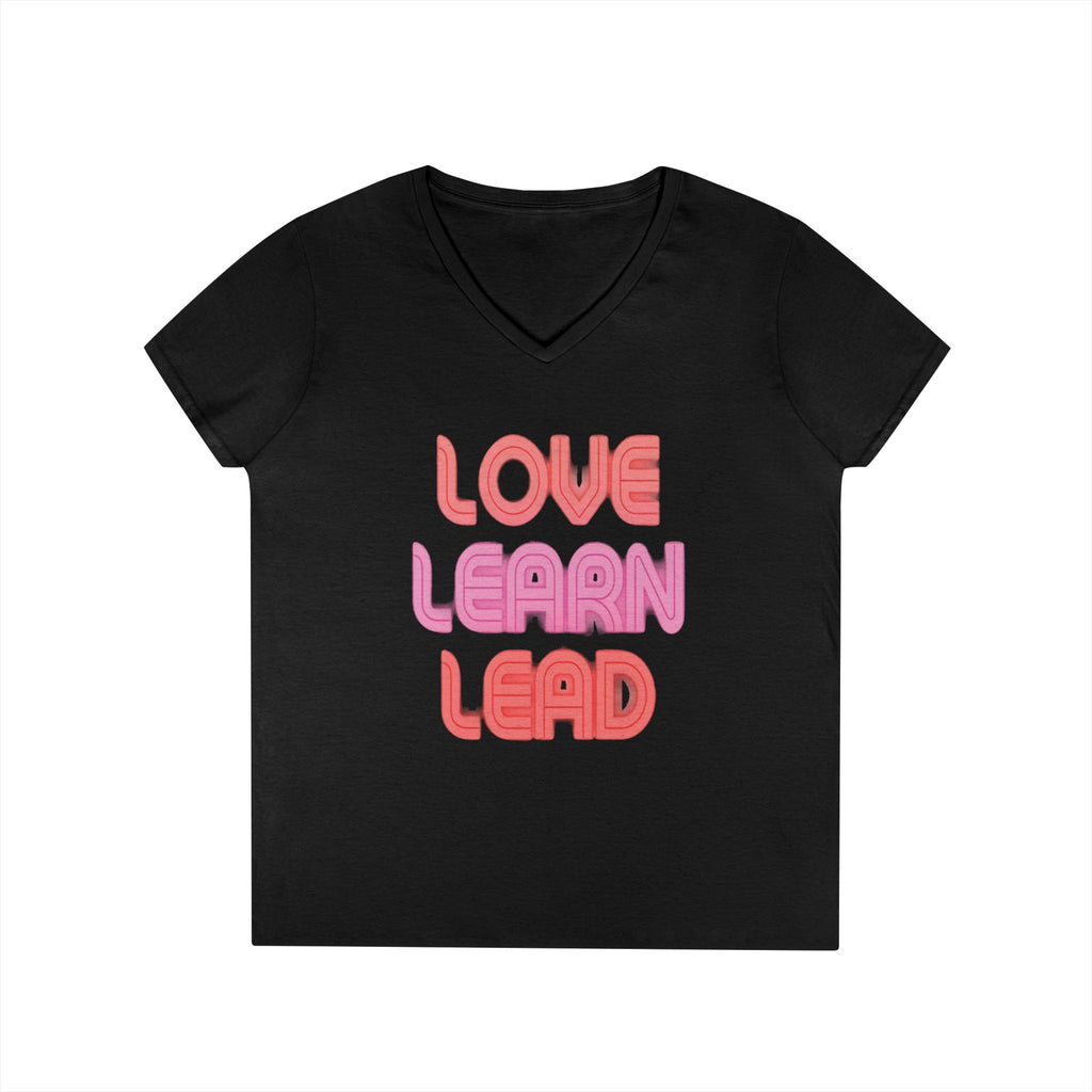 Love Learn Lead Valentine's Ladies' V-Neck T-Shirt