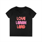 Love Learn Lead Valentine's Ladies' V-Neck T-Shirt