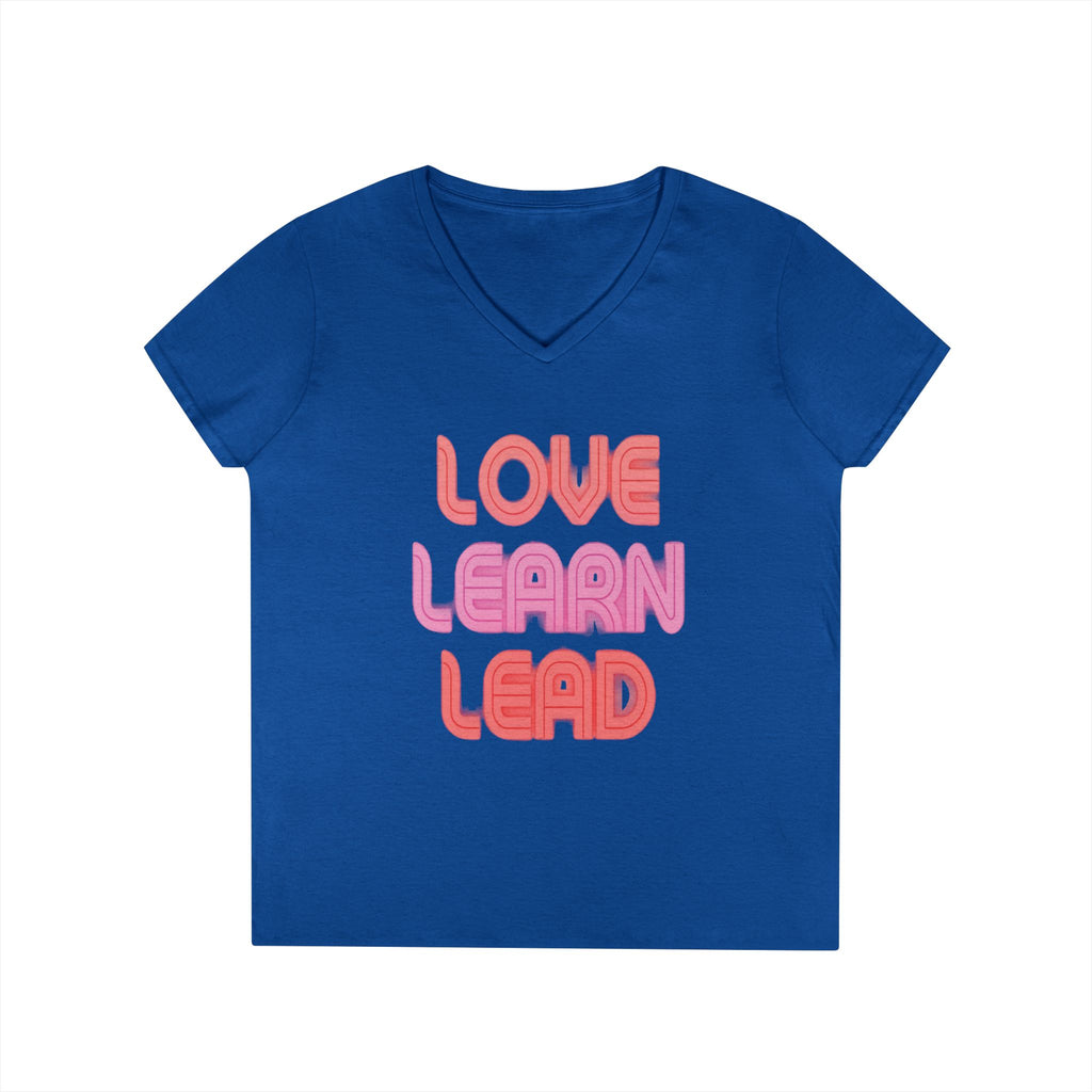 Love Learn Lead Valentine's Ladies' V-Neck T-Shirt