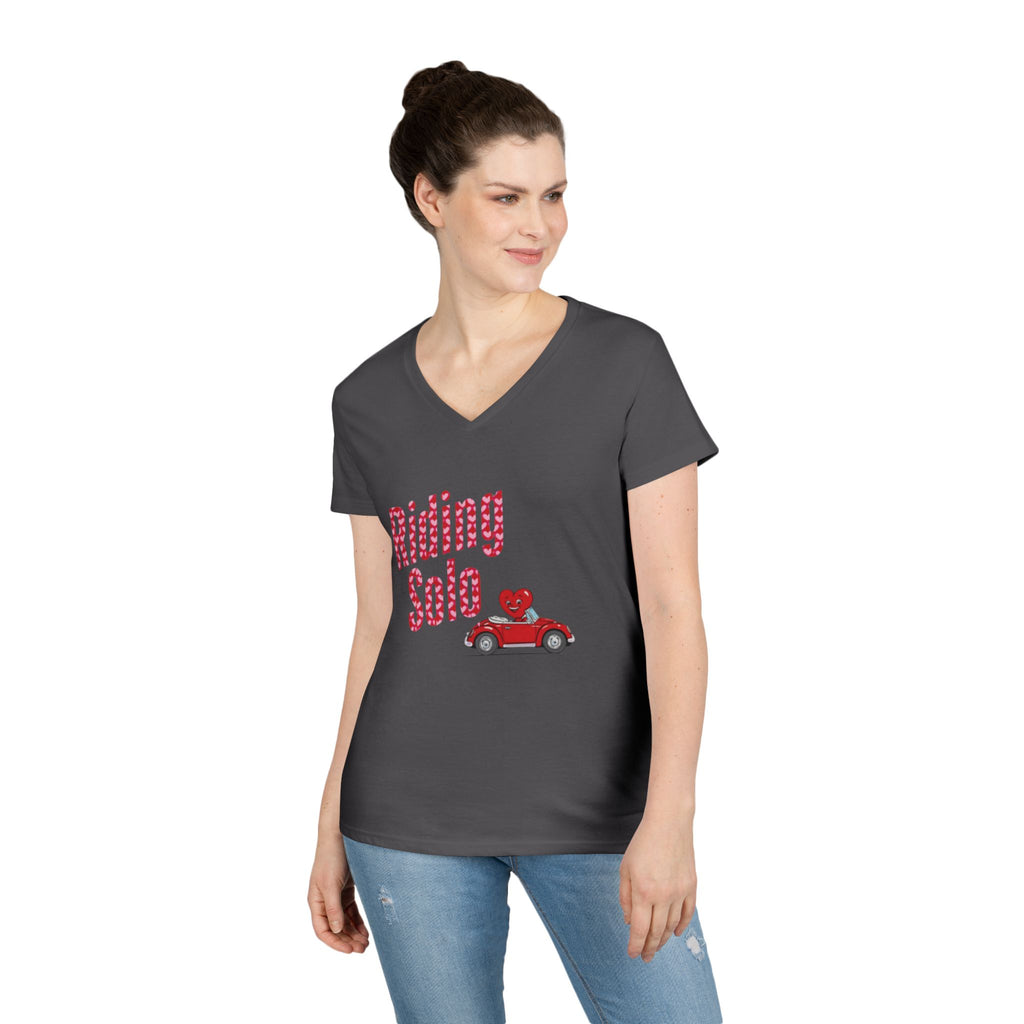Riding Solo Valentine Ladies V-Neck Tee