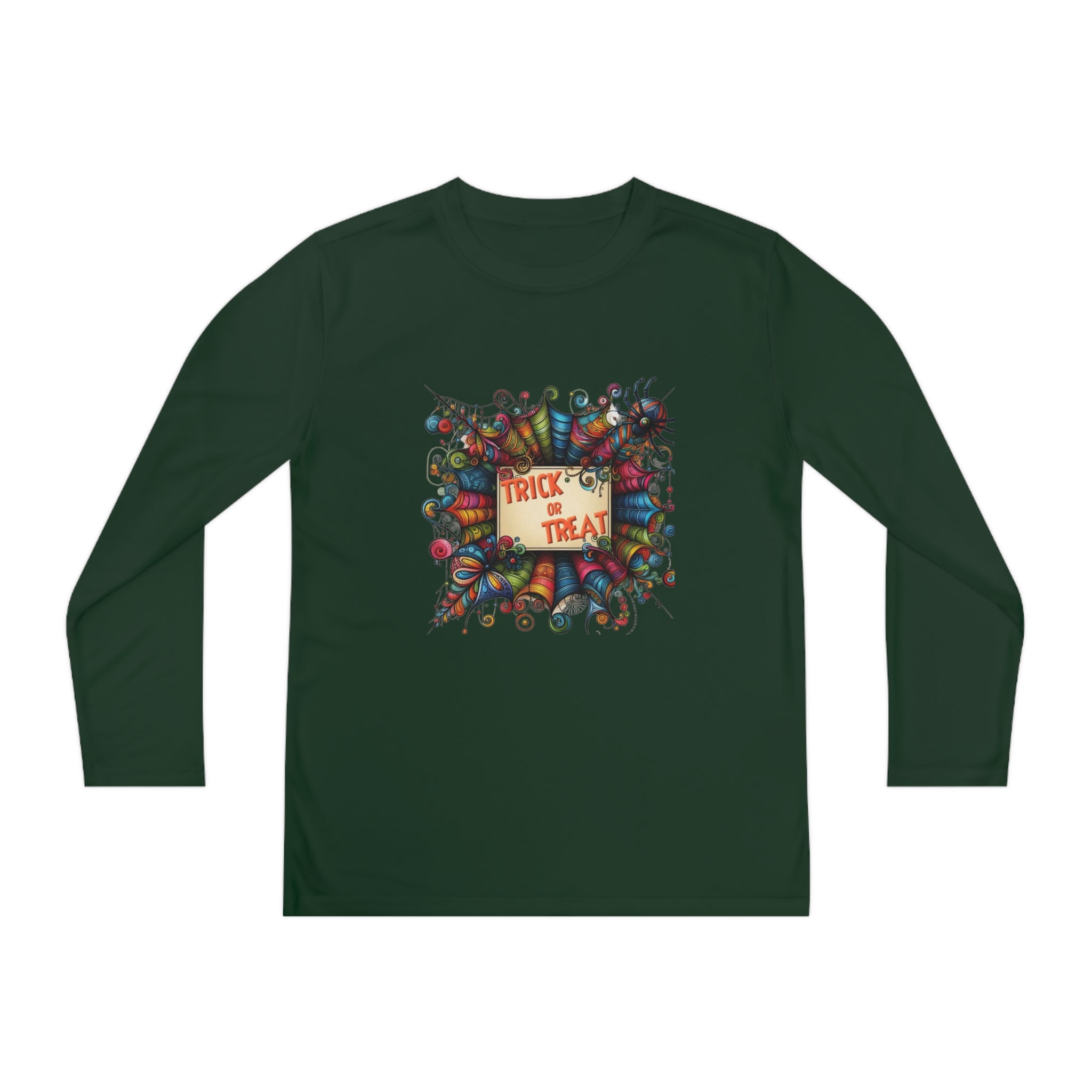 Youth Trick or Treat Spiderweb Long Sleeve Shirt