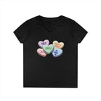 Single Hearts Valentine Ladies V-Neck Tee