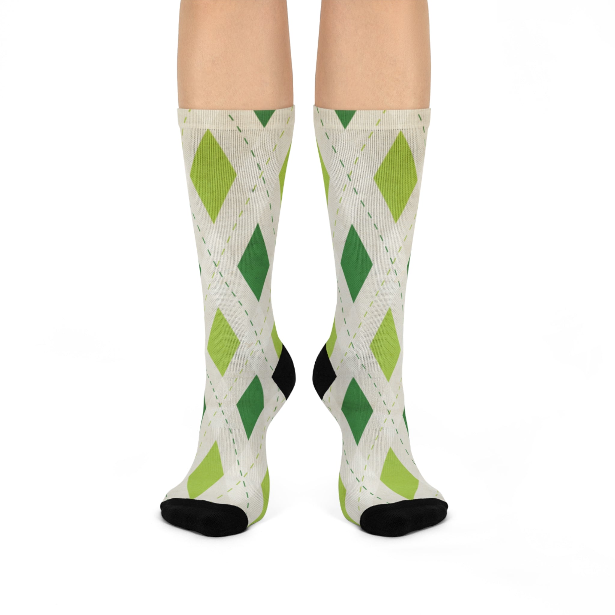 Cozy Cushioned Diamond Pattern Crew Socks