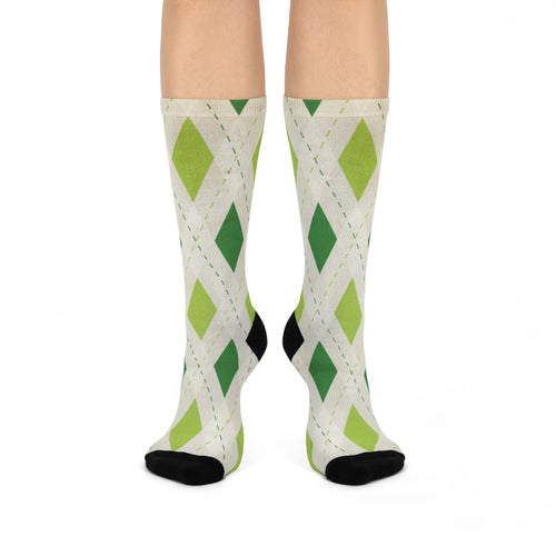Cozy Cushioned Diamond Pattern Crew Socks