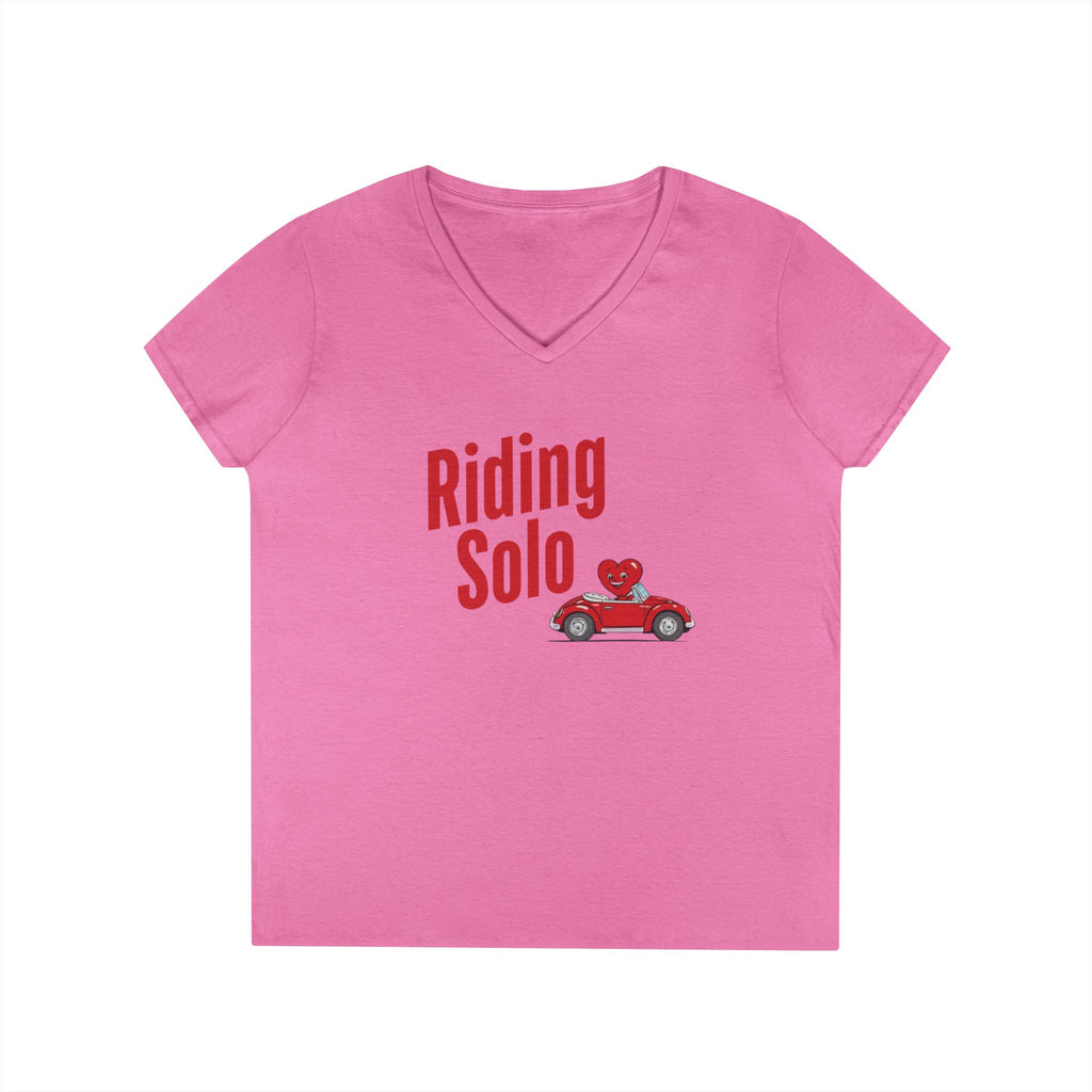 Riding Solo Valentine Ladies V-Neck Tee