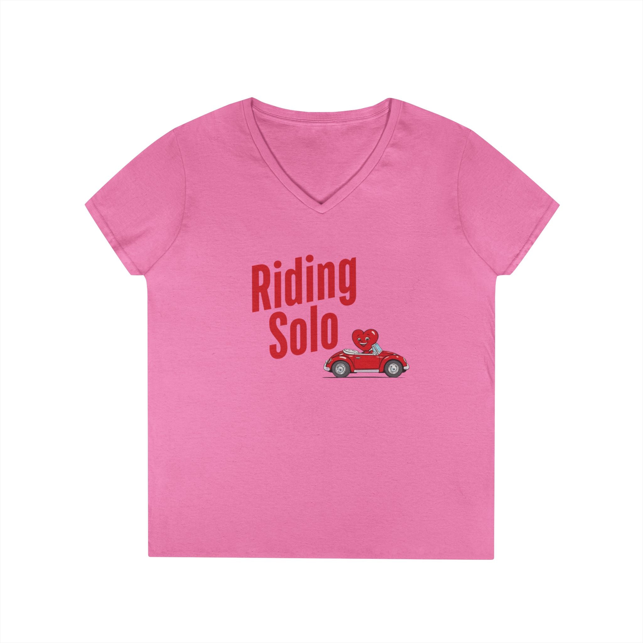 Riding Solo Valentine Ladies V-Neck Tee