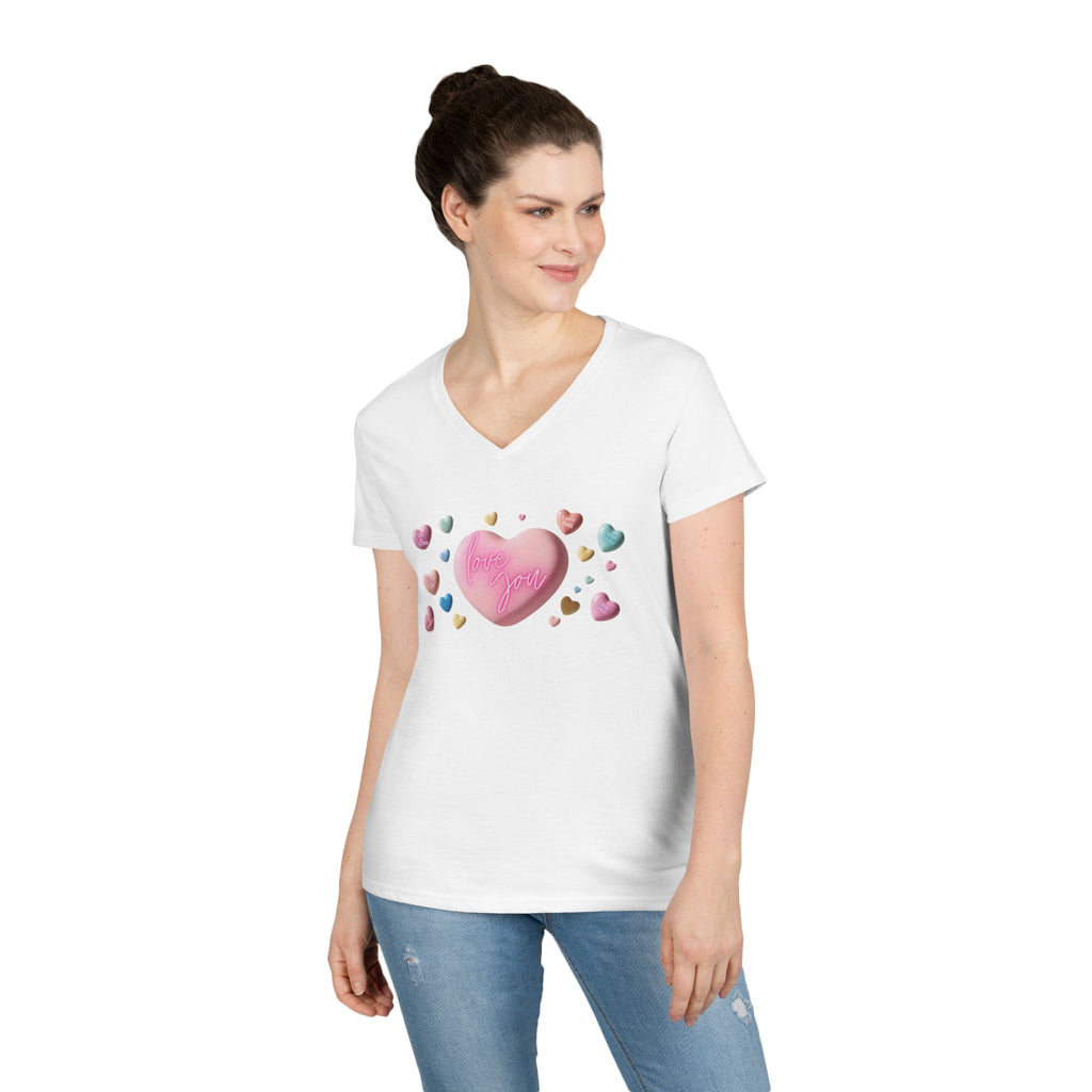 Love Hearts V-Neck T-Shirt