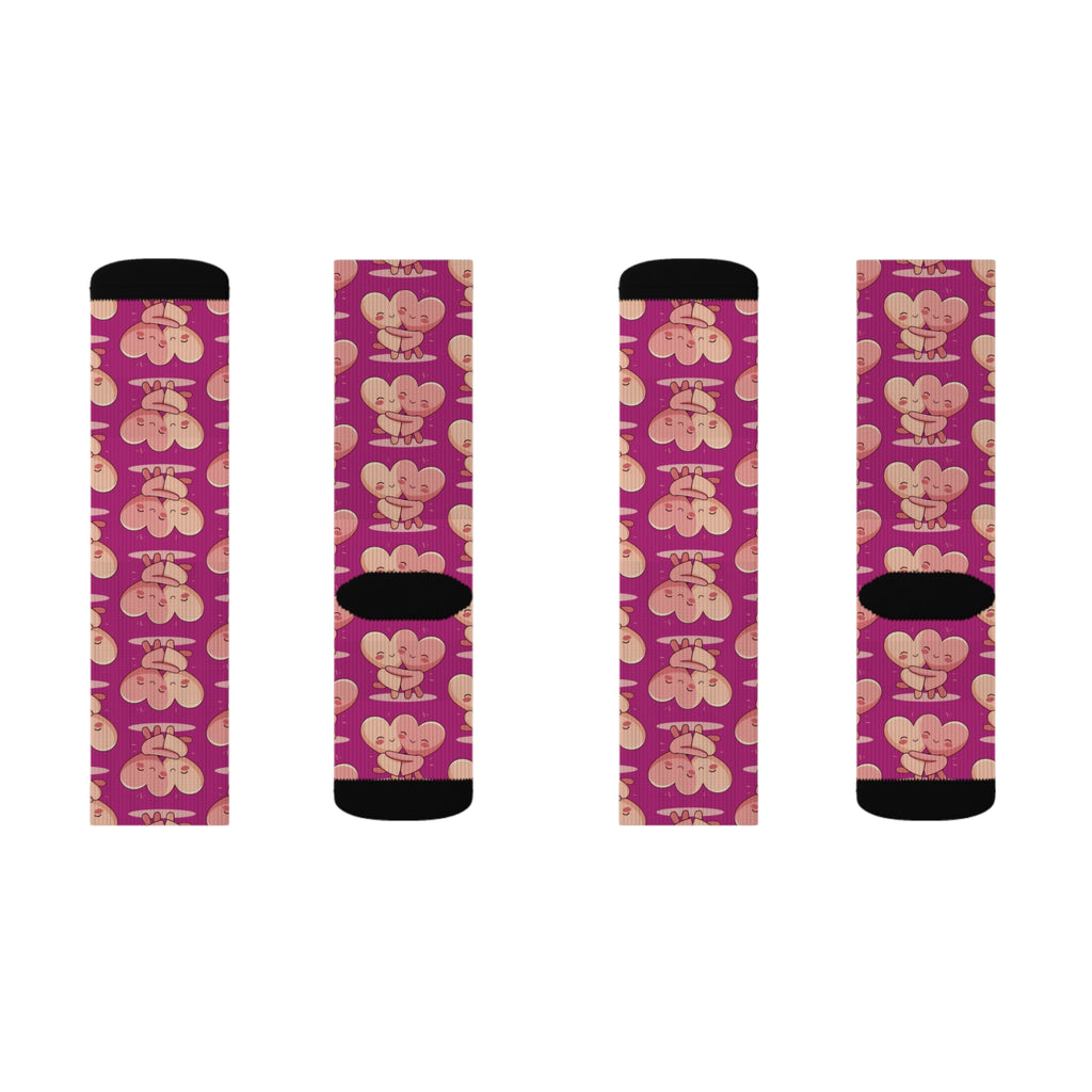 Cute Hugging Hearts Valentine's Socks