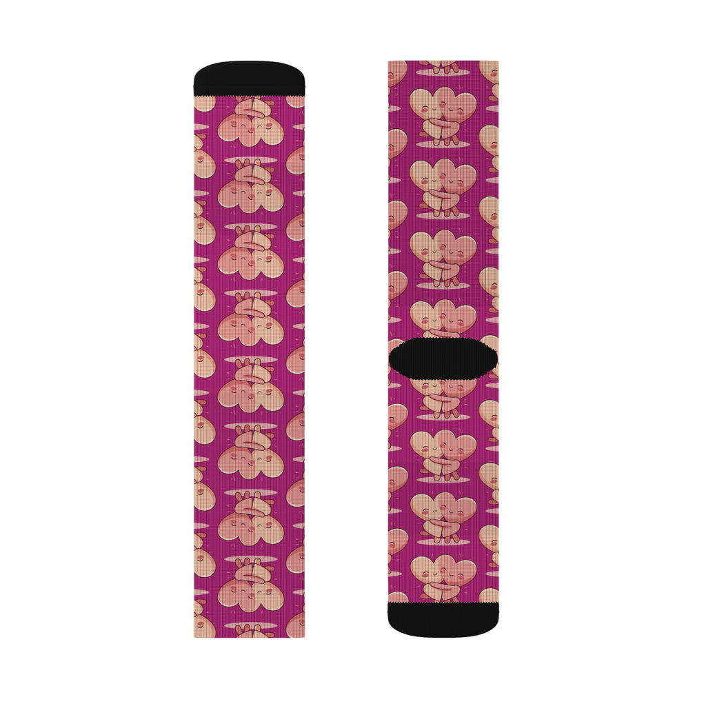 Cute Hugging Hearts Valentine's Socks