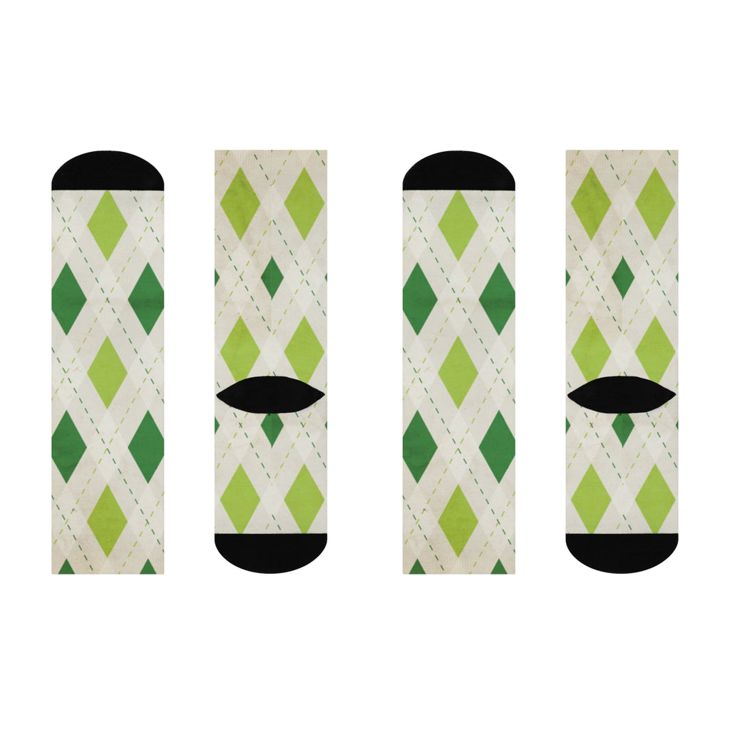 Cozy Cushioned Diamond Pattern Crew Socks