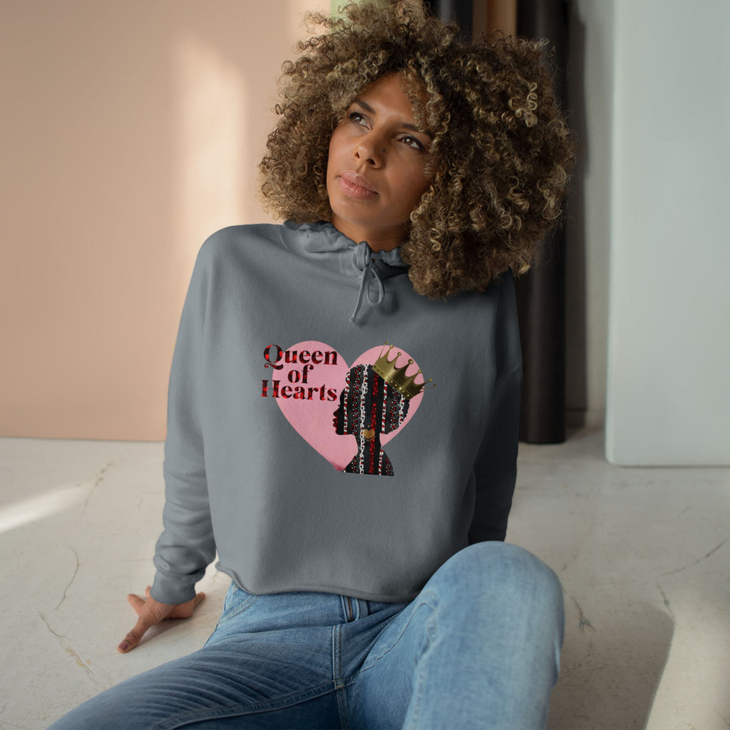 Queen of Hearts Crop Hoodie - Stylish and Empowering Women's Fashion