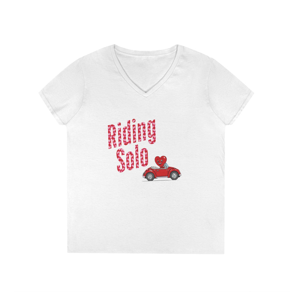 Riding Solo Valentine Ladies V-Neck Tee
