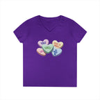 Single Hearts Valentine Ladies V-Neck Tee