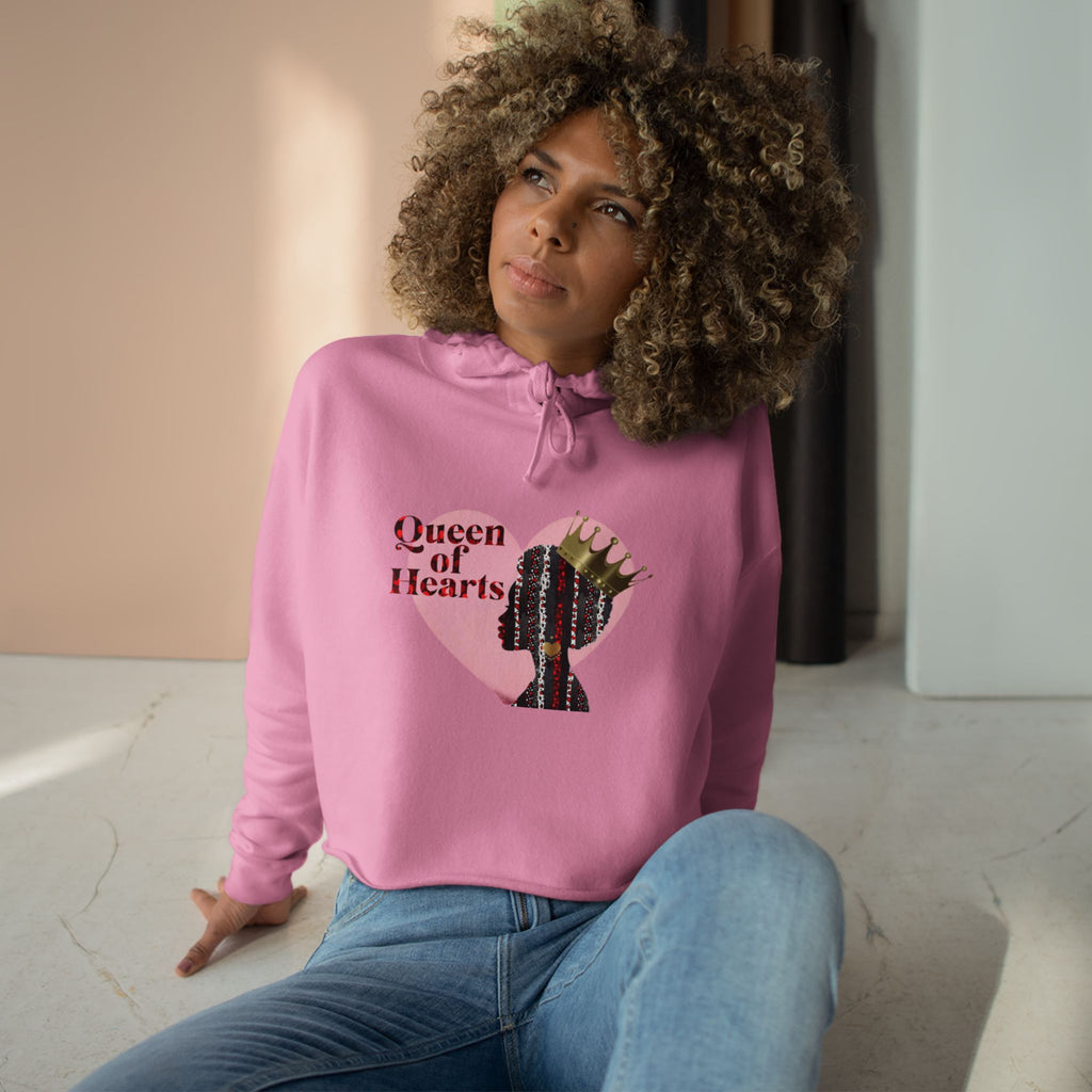 Queen of Hearts Crop Hoodie - Stylish and Empowering Women's Fashion