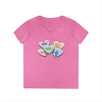 Single Hearts Valentine Ladies V-Neck Tee