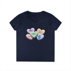 Single Hearts Valentine Ladies V-Neck Tee