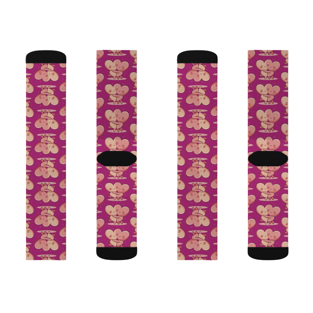 Cute Hugging Hearts Valentine's Socks