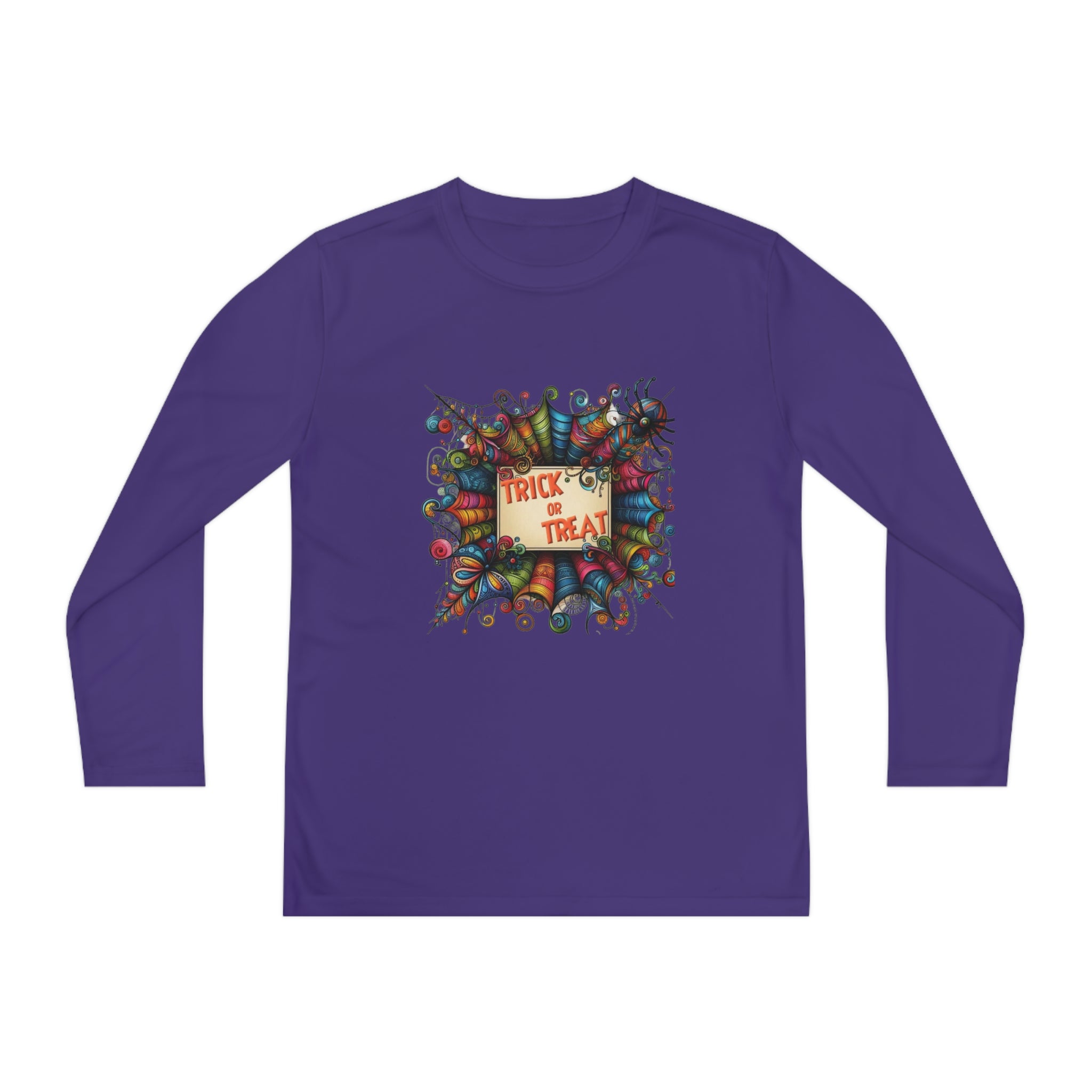 Youth Trick or Treat Spiderweb Long Sleeve Shirt