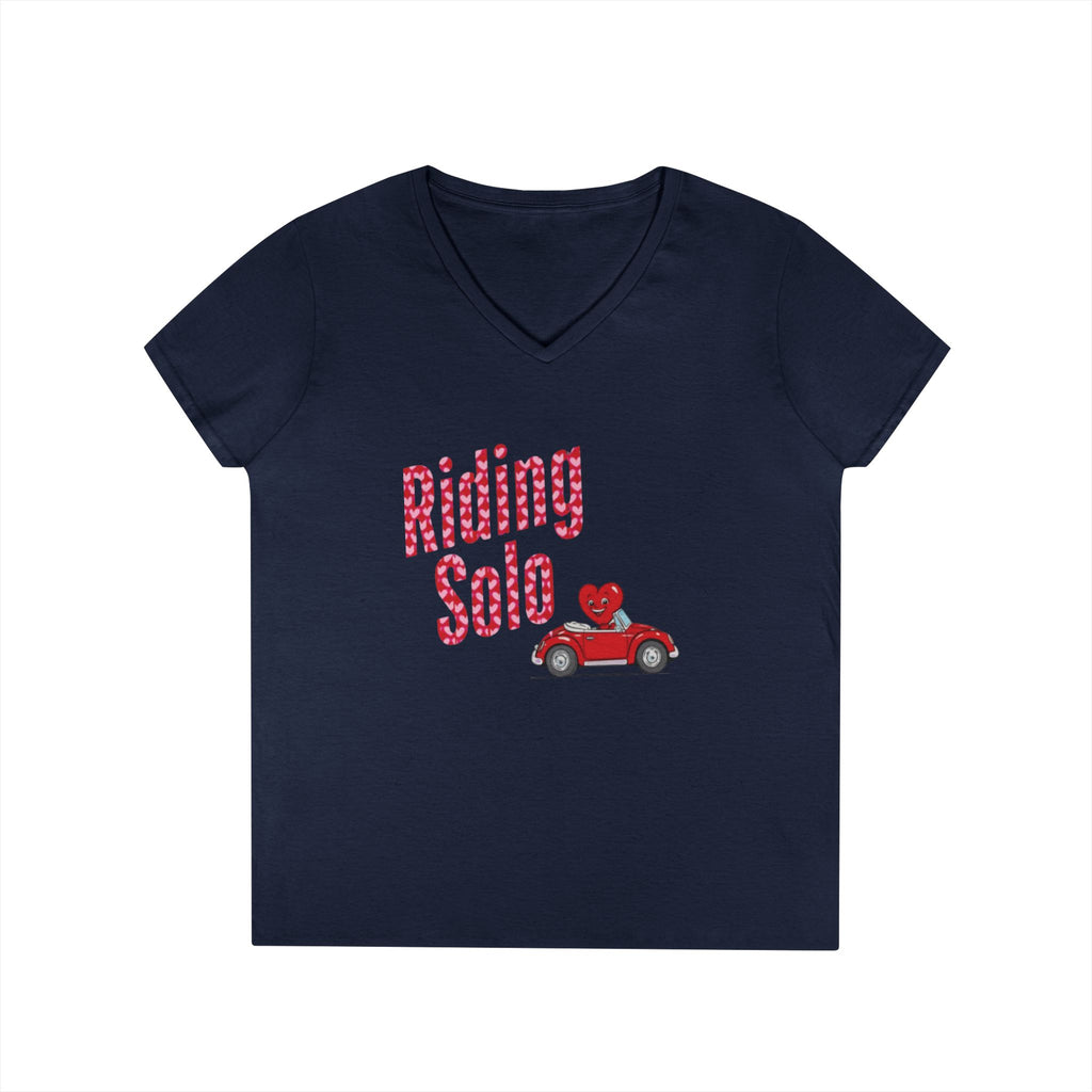 Riding Solo Valentine Ladies V-Neck Tee