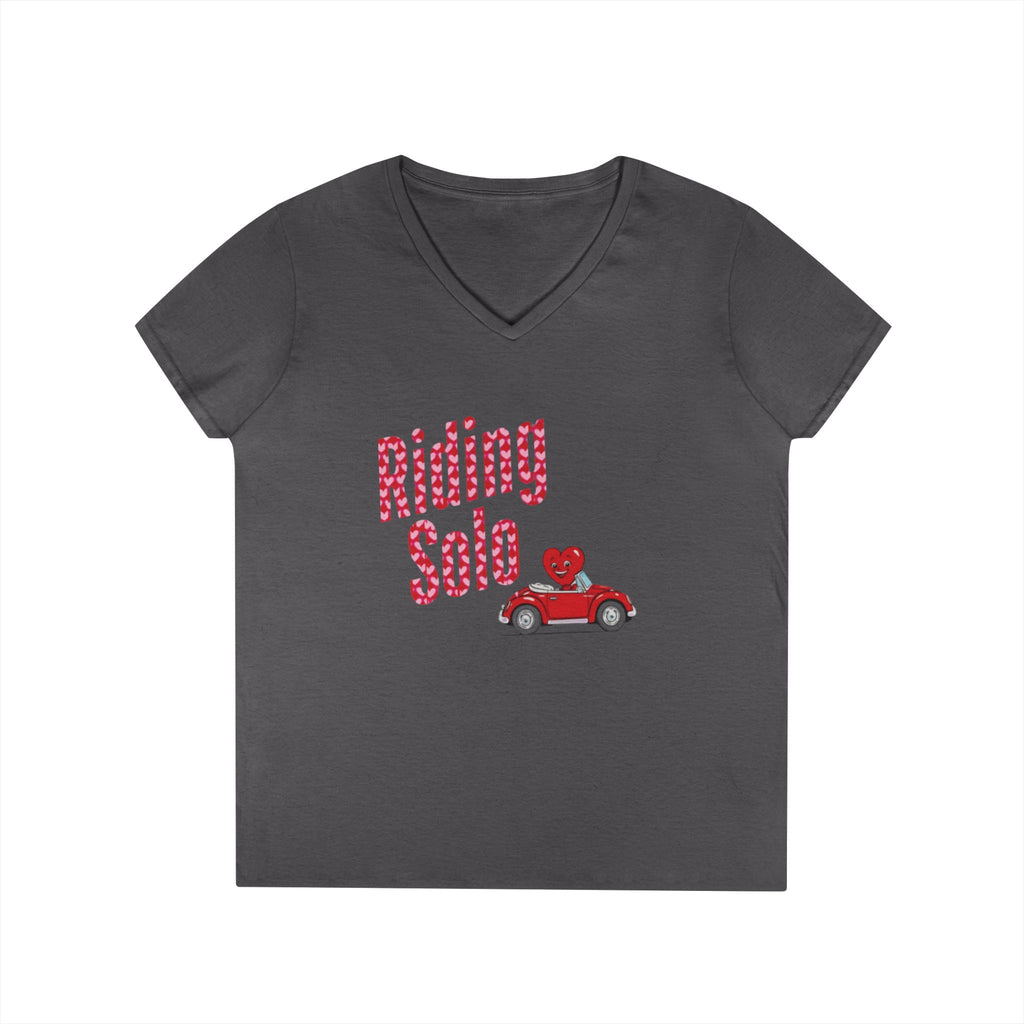 Riding Solo Valentine Ladies V-Neck Tee