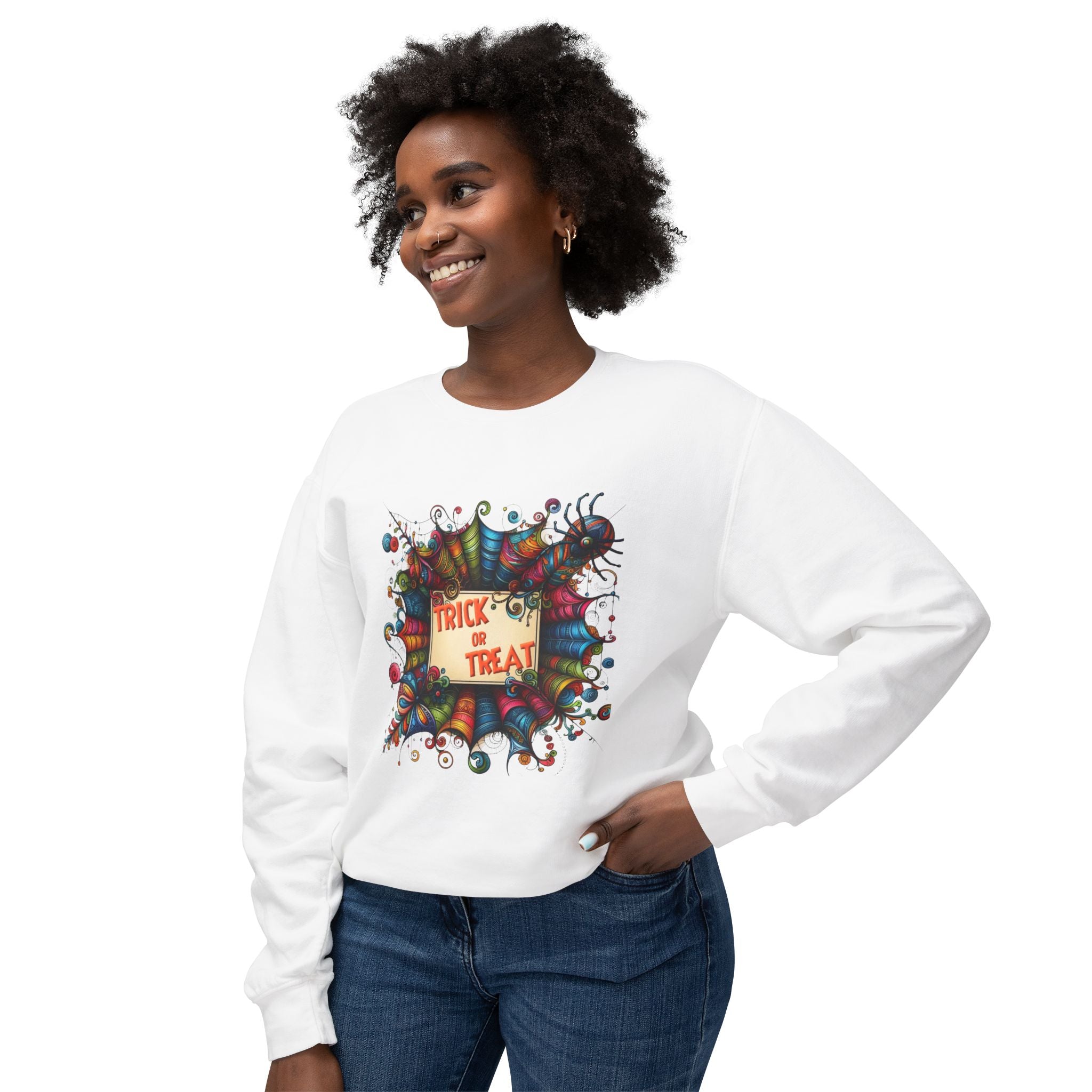 Trick or Treat Unisex Lightweight Crewneck Sweatshirt
