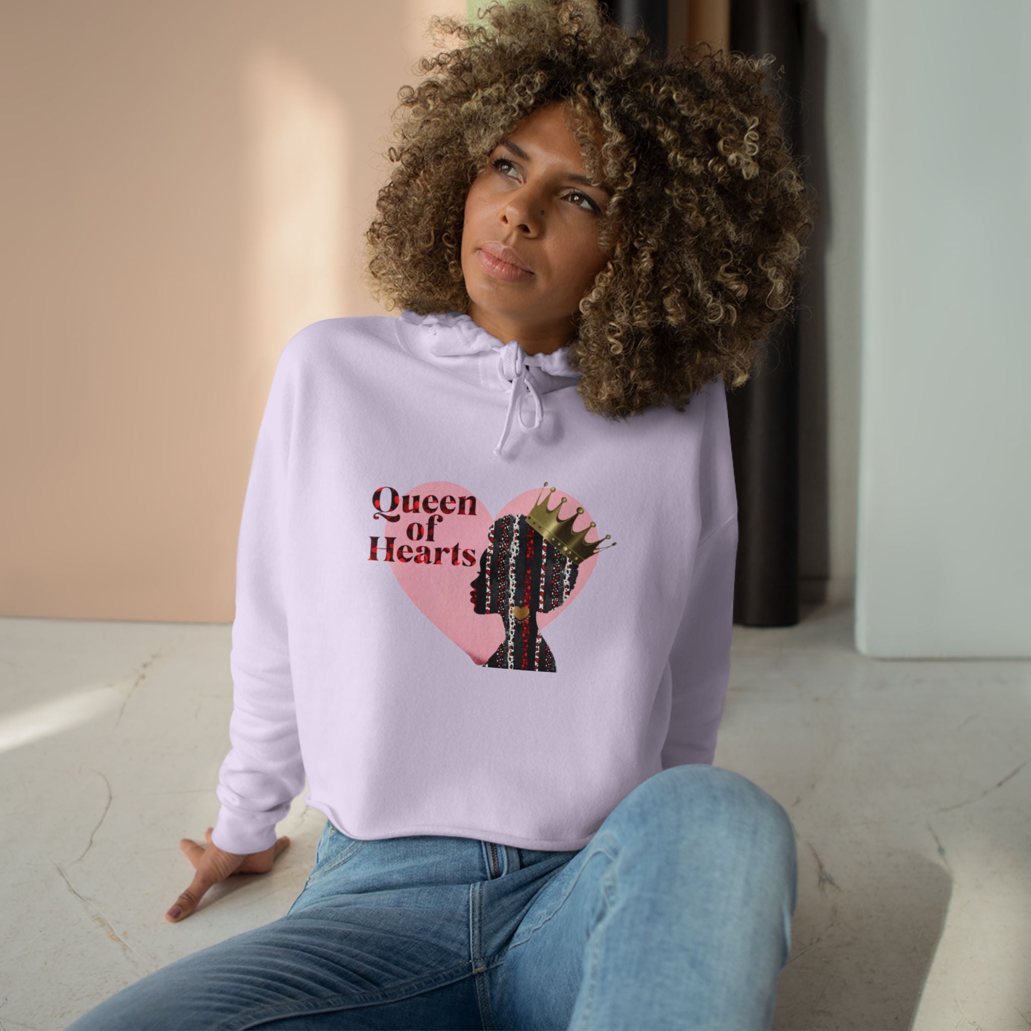 Queen of Hearts Crop Hoodie - Stylish and Empowering Women's Fashion
