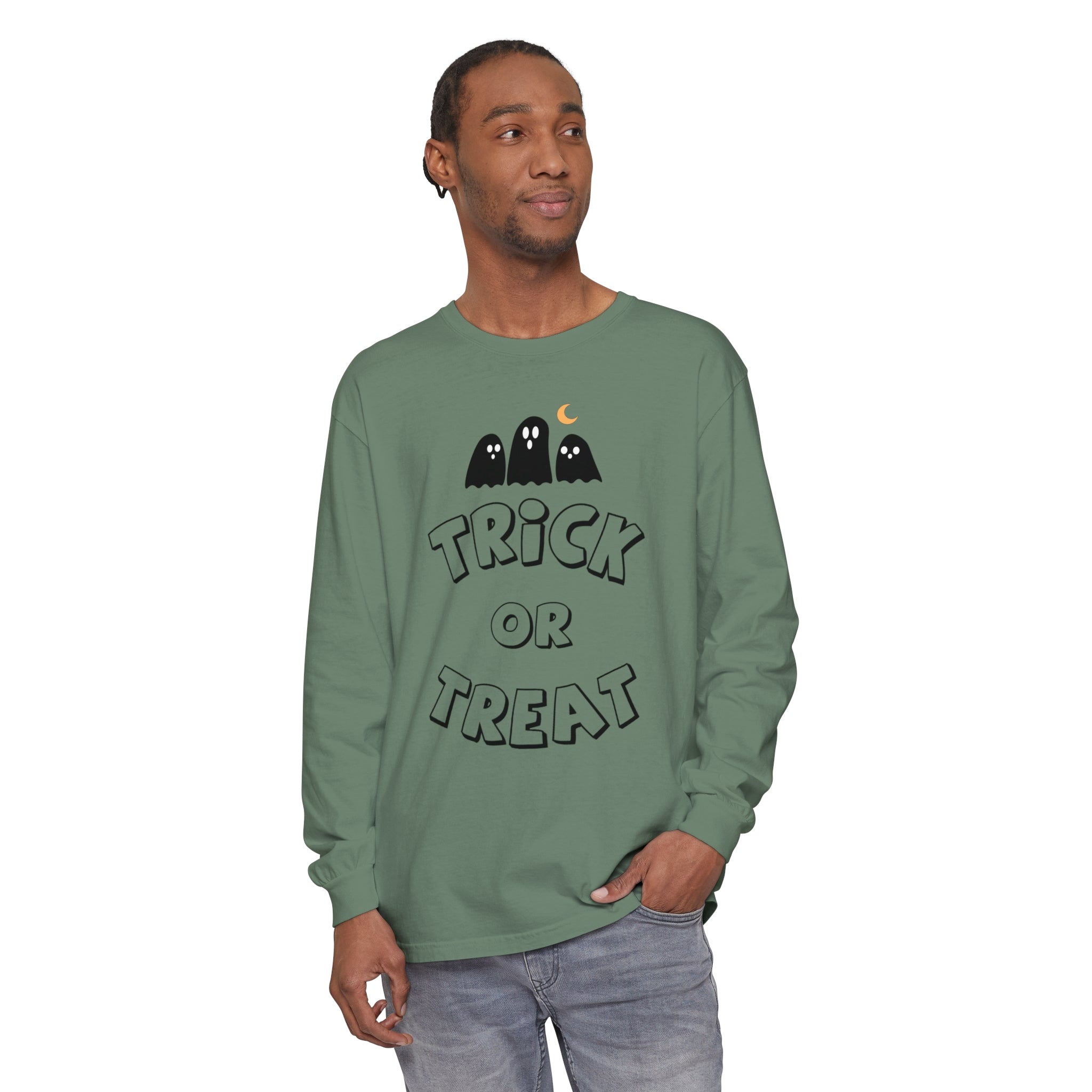 Adult Trick or Treat Long Sleeve Shirt Long Sleeve T-Shirt
