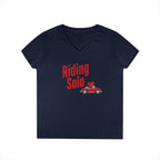 Riding Solo Valentine Ladies V-Neck Tee