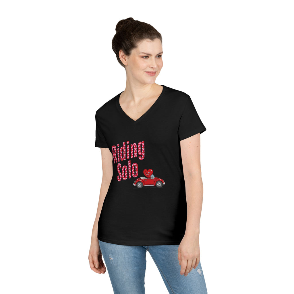 Riding Solo Valentine Ladies V-Neck Tee