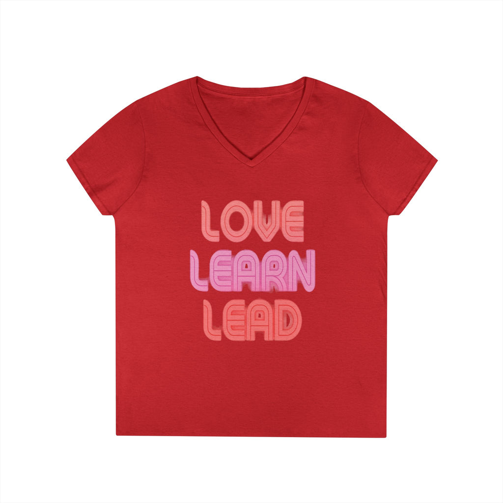 Love Learn Lead Valentine's Ladies' V-Neck T-Shirt