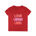 Love Learn Lead Valentine's Ladies' V-Neck T-Shirt