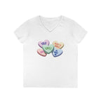 Single Hearts Valentine Ladies V-Neck Tee