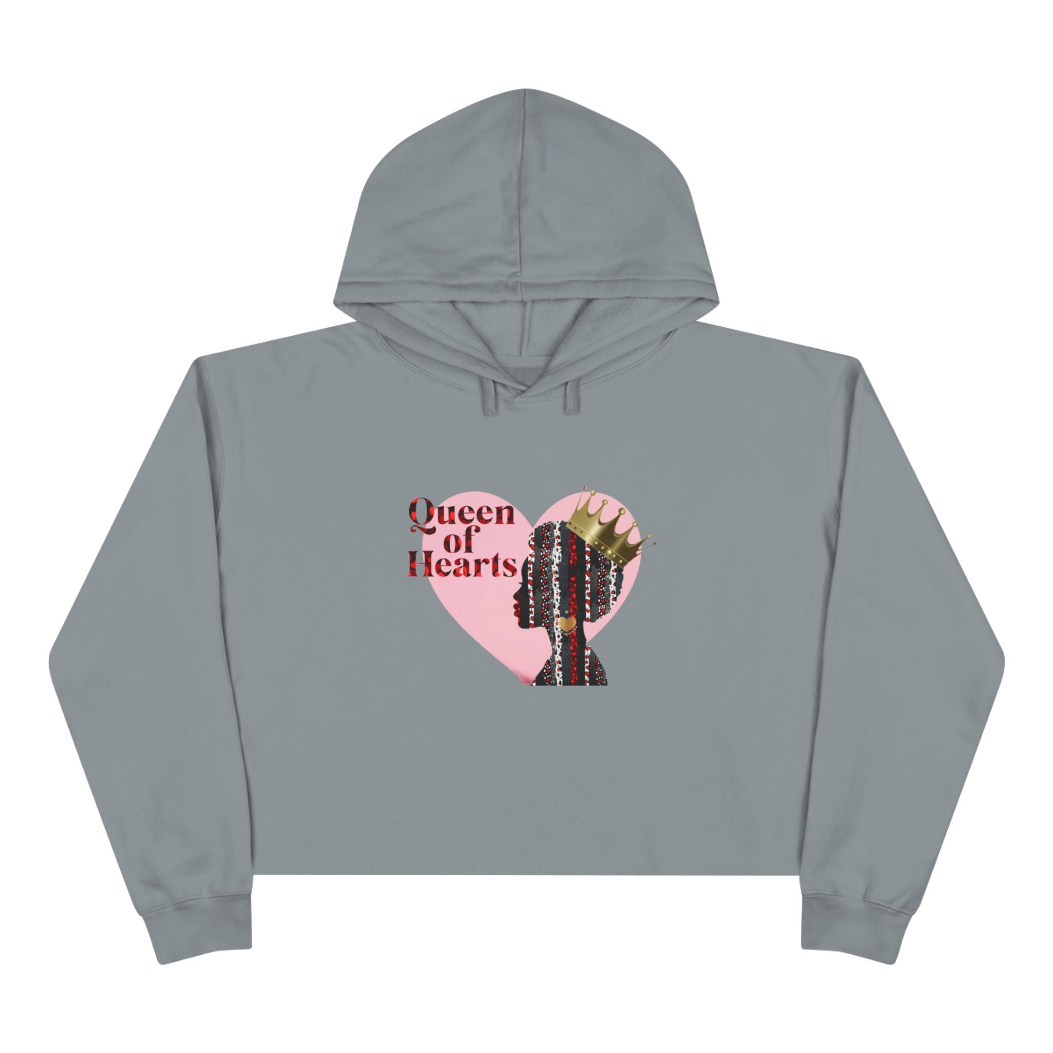 Queen of Hearts Crop Hoodie - Stylish and Empowering Women's Fashion