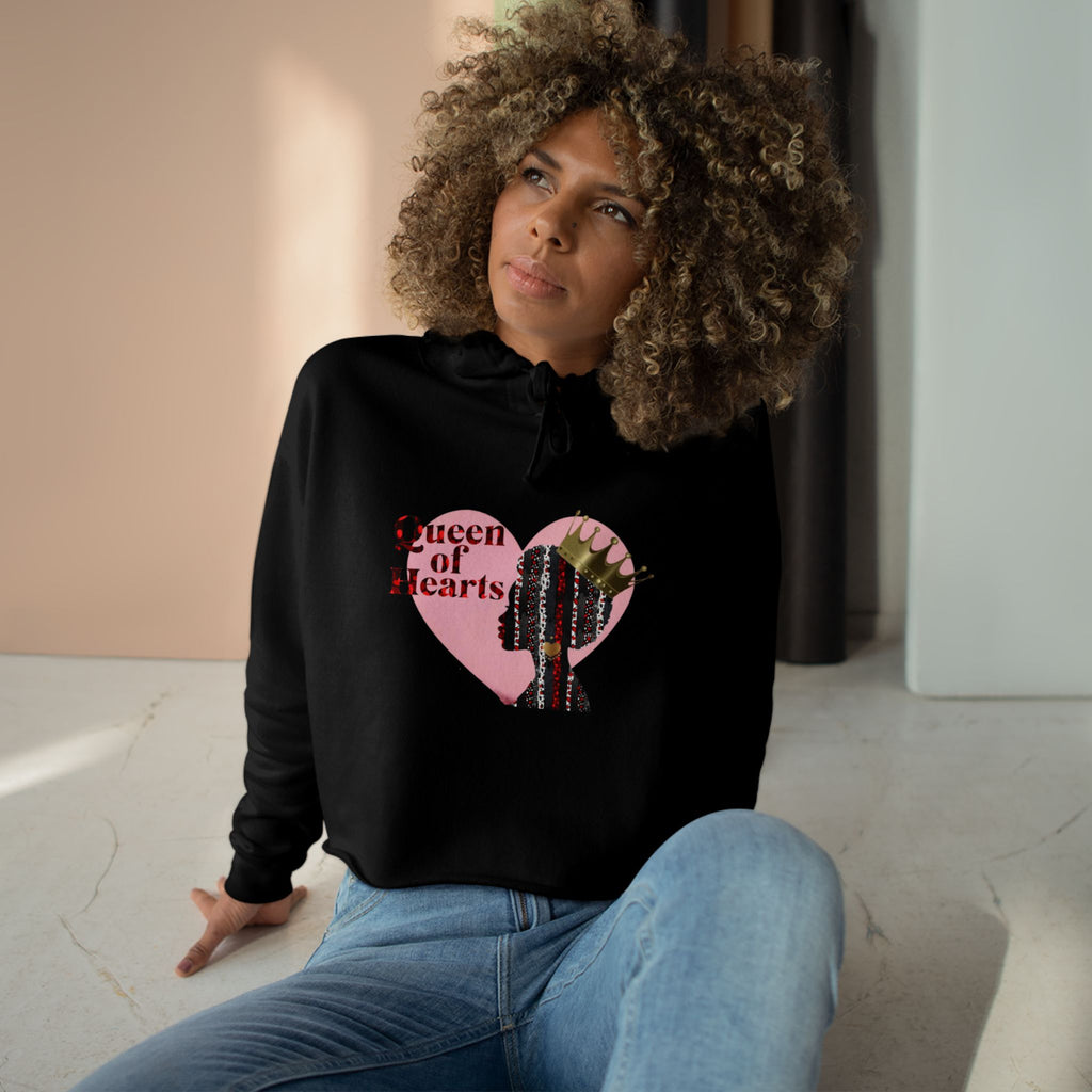 Queen of Hearts Crop Hoodie - Stylish and Empowering Women's Fashion