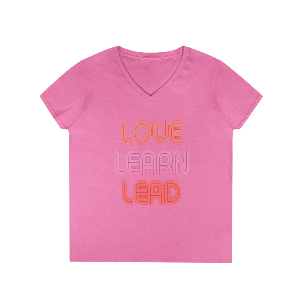 Love Learn Lead Valentine's Ladies' V-Neck T-Shirt