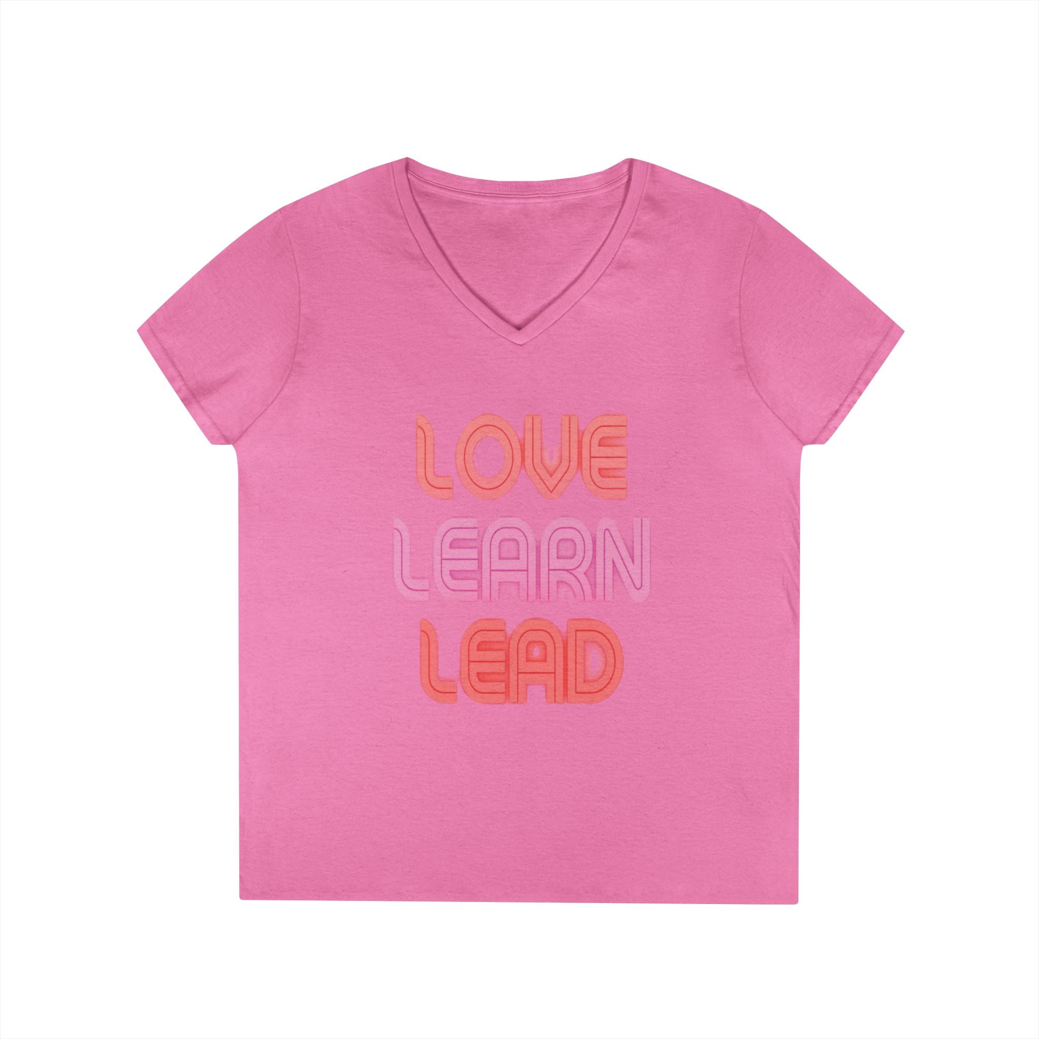 Love Learn Lead Valentine's Ladies' V-Neck T-Shirt